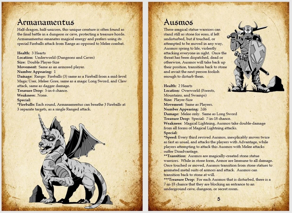 Overworld - Tabletop Monster Manual RPG Zine - System